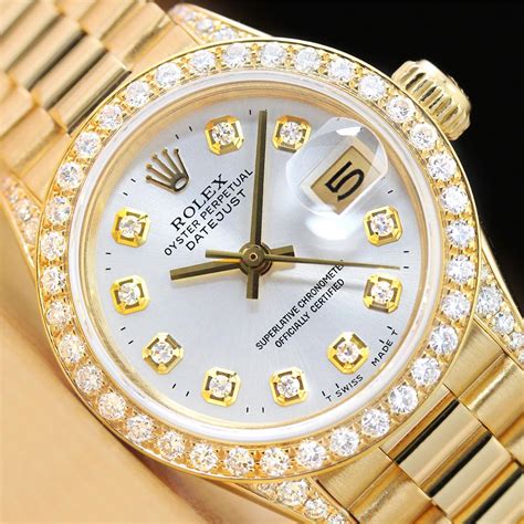 ladies 18kt yellow gold rolex presidential watch|women's presidential rolex with diamonds.